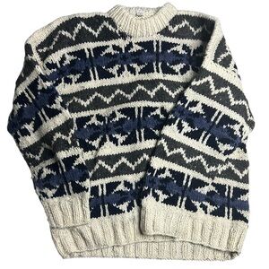 Artisans Sumag Maki Hand Knit Wool Sweater Mens L Fair Isle Nordic Chunky